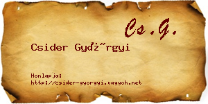 Csider Györgyi névjegykártya